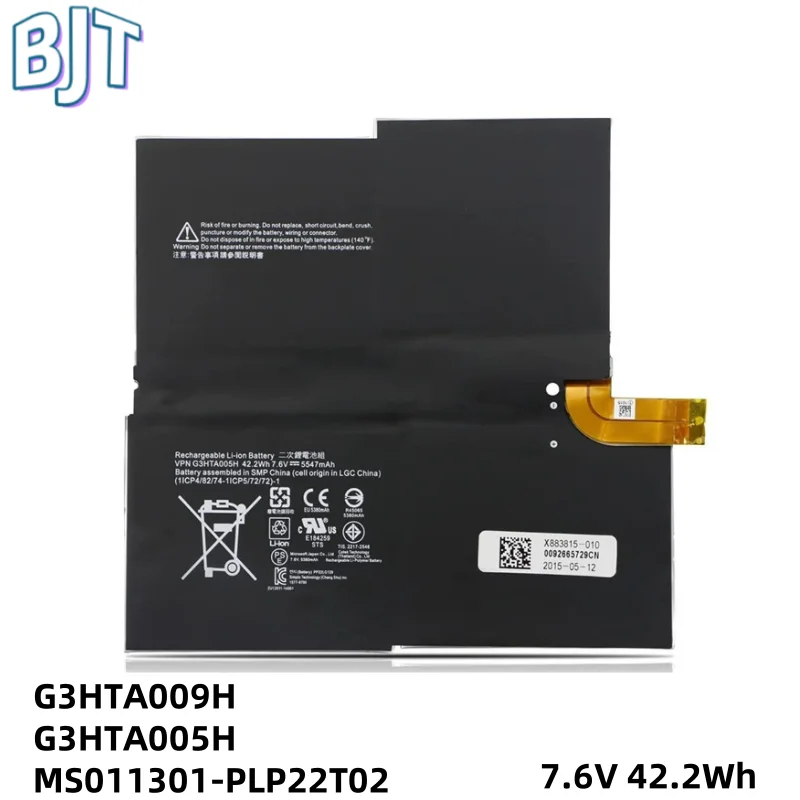 7.6V 42.2Wh 5547mAh 4Cell New G3HTA009H G3HTA005H Laptop Battery For Microsoft Surface Pro 3 1631 Tablet PC MS011301-PLP22T02
7.6V 42.2Wh 5547mAh 4Cell New G3HTA009H G3HTA005H Laptop Battery For Microsoft Surface Pro 3 1631 Tablet PC MS011301-PLP22T02