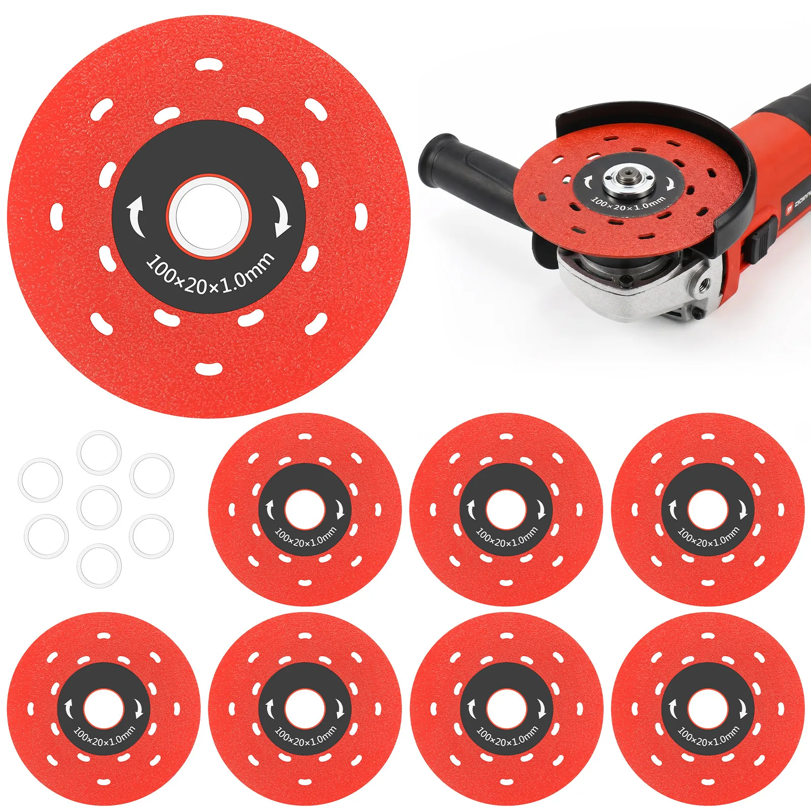 8Pcs Diamond Cutting Disc 100mm Ultra-thin Saw Blade for Tile Marble Ceramic 10s Fast Chip-free Cutting Wheel for Angle Grinder
8Pcs Diamond Cutting Disc 100mm Ultra-thin Saw Blade for Tile Marble Ceramic 10s Fast Chip-free Cutting Wheel for Angle Grinder