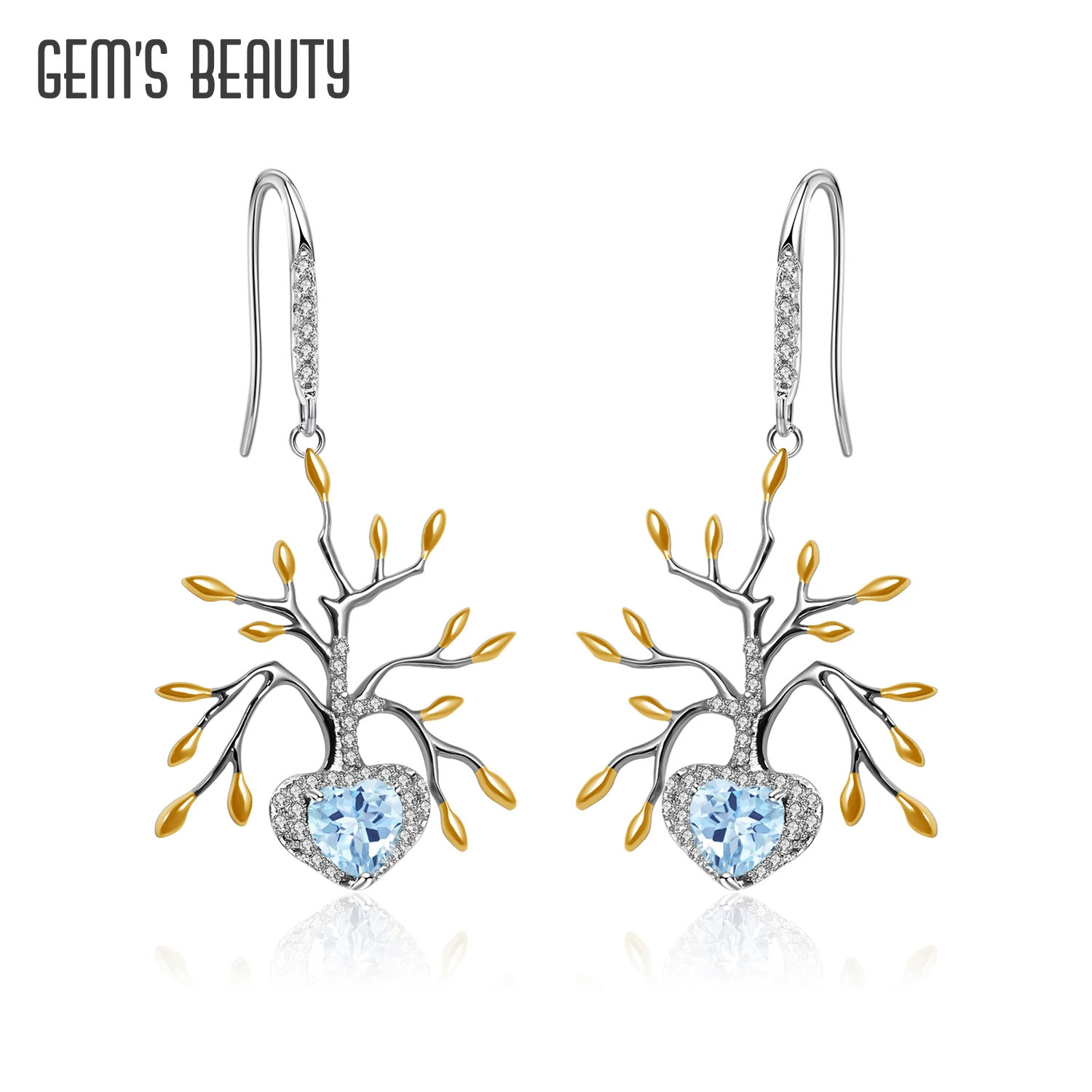 GEM'S BEAUTY Natural Sky Blue Topaz Statement Handmade Fishhook Earrings in Sterling Silver Tree of Life Earrings Gift for Her
GEM'S BEAUTY Natural Sky Blue Topaz Statement Handmade Fishhook Earrings in Sterling Silver Tree of Life Earrings Gift for Her