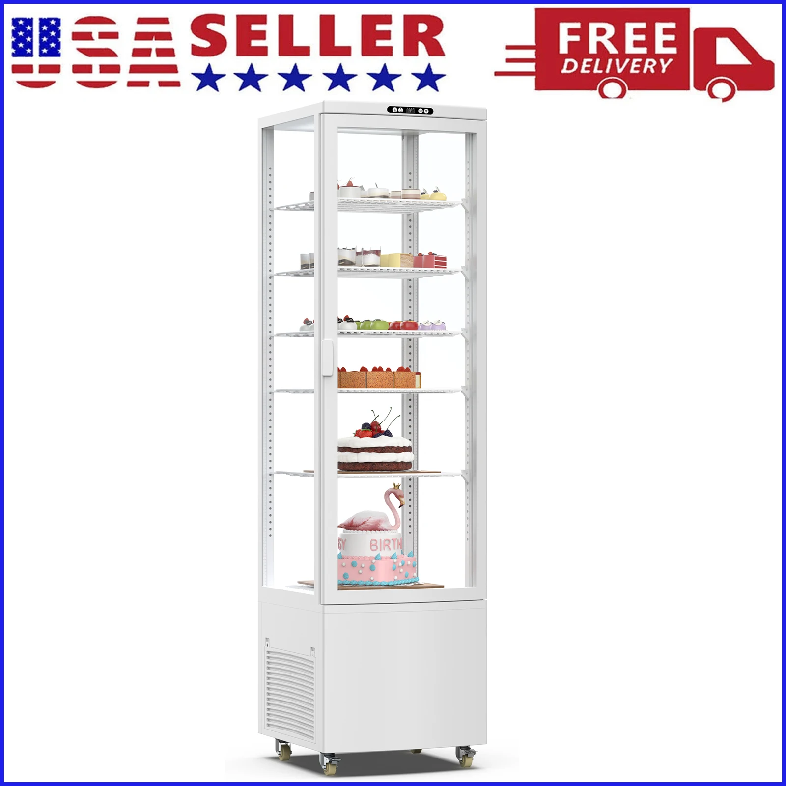 Commercial Refrigerator Display Case, Commercial Cake Refrigerator, Double-Layered Glass Fridge Bakery Cooler Interior LED Light
Commercial Refrigerator Display Case, Commercial Cake Refrigerator, Double-Layered Glass Fridge Bakery Cooler Interior LED Light