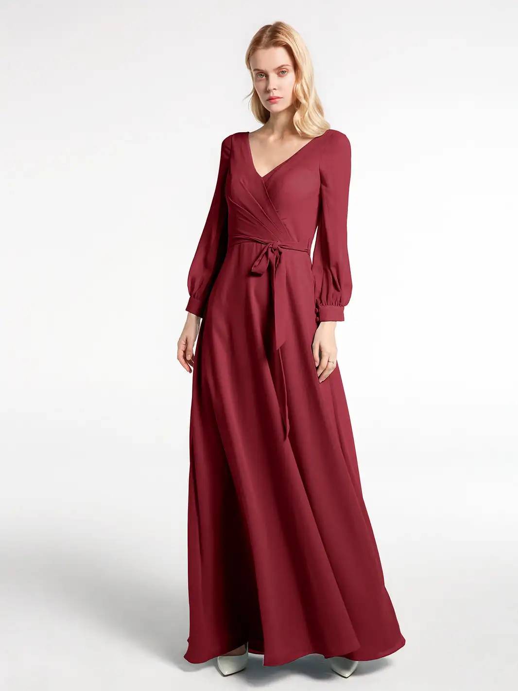 V-Neck Bishop Sleeves Chiffon Mother of the Bride Dresses With Bow Long Sleeves Wedding Party Dress Evening Gown Big Size
V-Neck Bishop Sleeves Chiffon Mother of the Bride Dresses With Bow Long Sleeves Wedding Party Dress Evening Gown Big Size