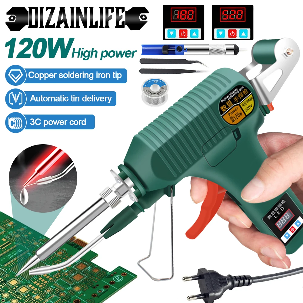 120W LED Digital Soldering Iron Gun Kit 180-520°C Adjustable Temperature Automatic Send Tin Gun Repair DIY Internal Heat Tool
120W LED Digital Soldering Iron Gun Kit 180-520°C Adjustable Temperature Automatic Send Tin Gun Repair DIY Internal Heat Tool