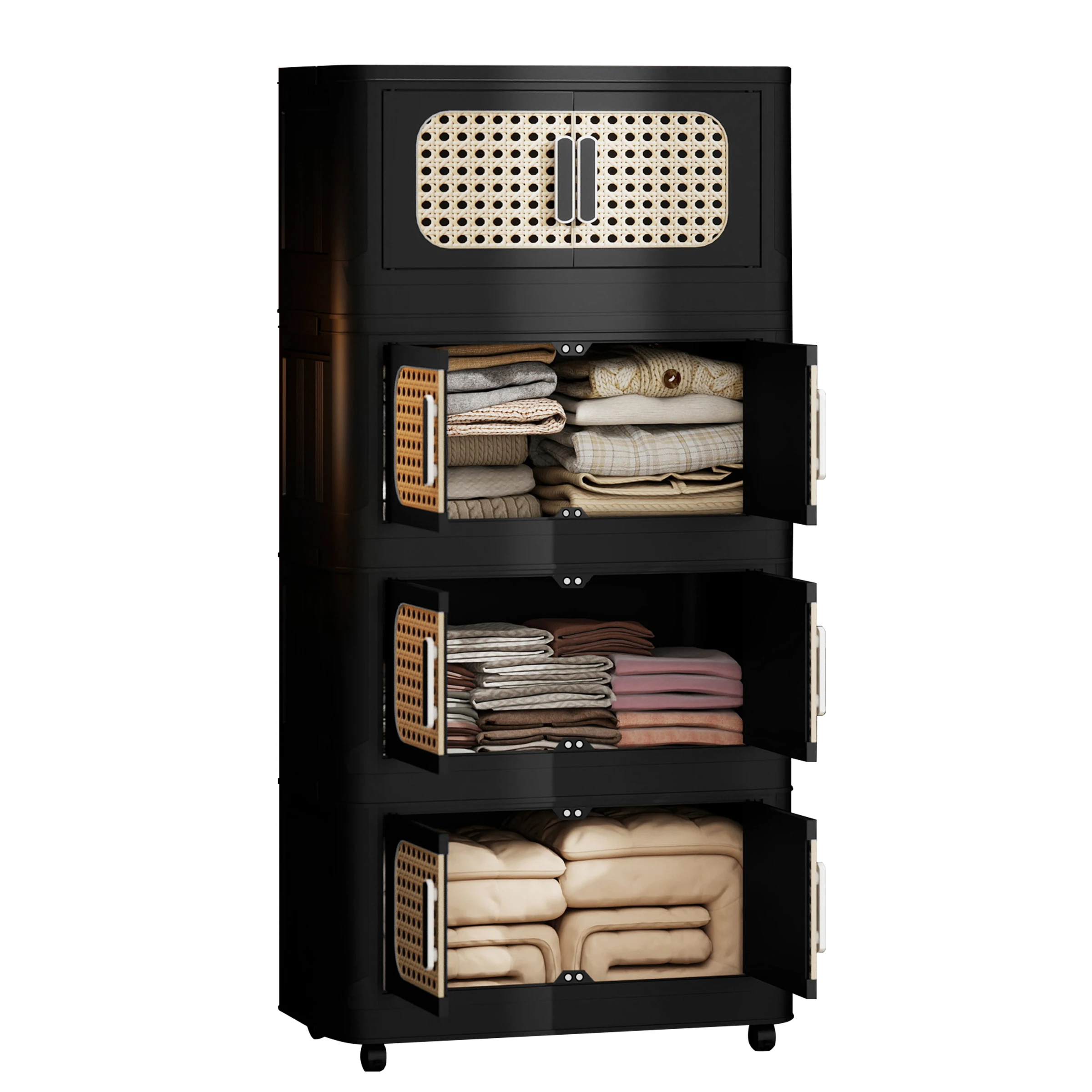 Retro Black, 20" Side Wide Folding Storage Cabinet ,4 Tiers,19.69"×11.81"×40.55",Collapsible Storage Bins with Magnetic Door, Pl
Retro Black, 20" Side Wide Folding Storage Cabinet ,4 Tiers,19.69"×11.81"×40.55",Collapsible Storage Bins with Magnetic Door, Pl