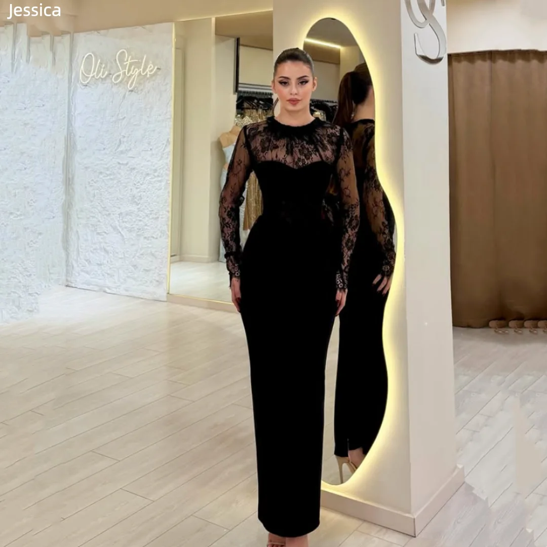 Jessica Round Neck Lace Long Sleeve Evening Dresses Black Prom Dresses Mermaid Elegant Lady Formal Occasions Party Dresses
Jessica Round Neck Lace Long Sleeve Evening Dresses Black Prom Dresses Mermaid Elegant Lady Formal Occasions Party Dresses