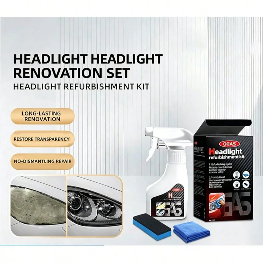 OGAS Automotive Headlight Refurbishment Restoration Kit, No-Dismantling Yellowed Headlight Repair Spray, Long Lasting Transparent Coating Protection Headlight Polish
OGAS Automotive Headlight Refurbishment Restoration Kit, No-Dismantling Yellowed Headlight Repair Spray, Long Lasting Transparent Coating Protection Headlight Polish