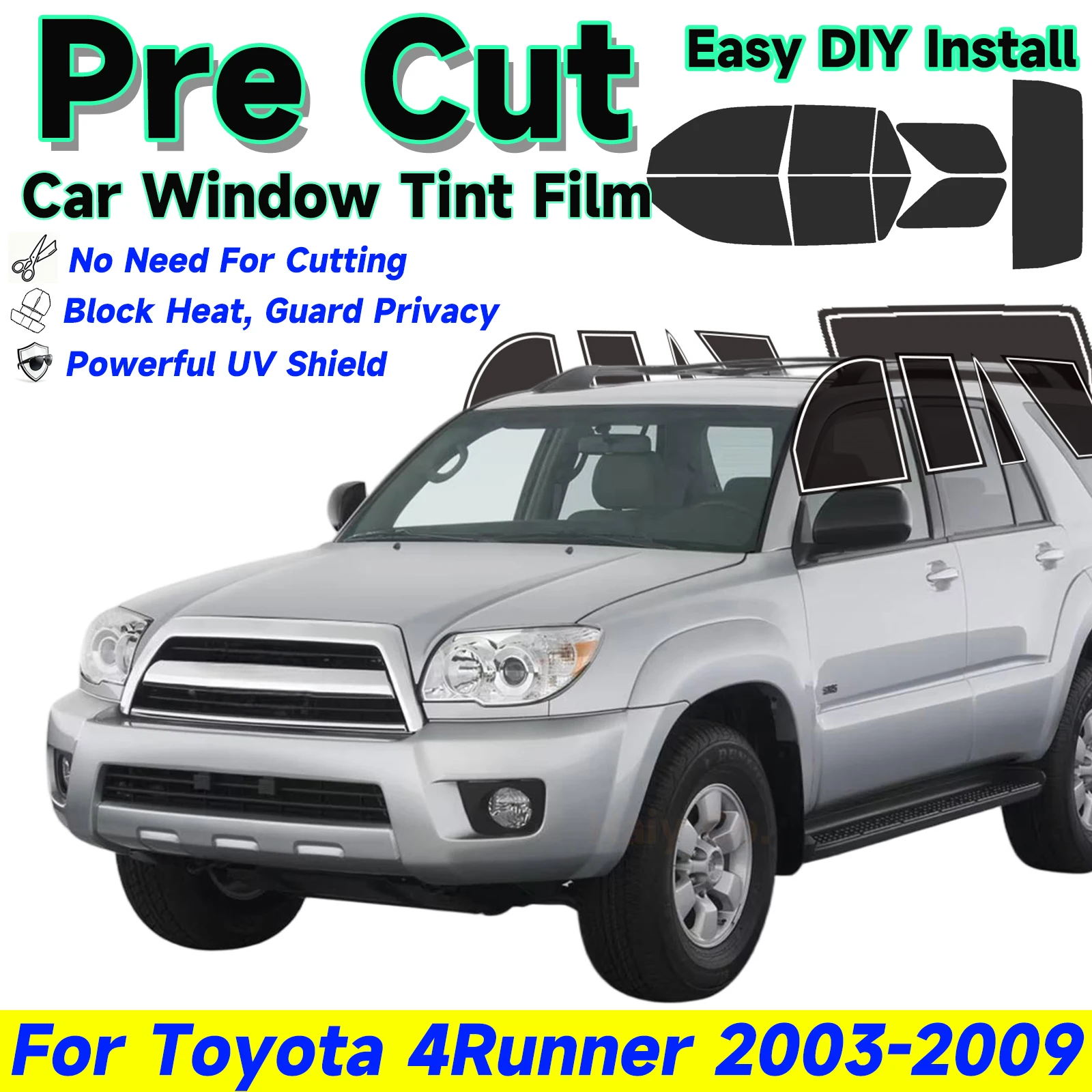Pre-Cut Window Privacy Tint Film For Toyota 4Runner 2003-2009 Auto Sticker Foils solar UV Protector films Custom Car Sunshade
Pre-Cut Window Privacy Tint Film For Toyota 4Runner 2003-2009 Auto Sticker Foils solar UV Protector films Custom Car Sunshade