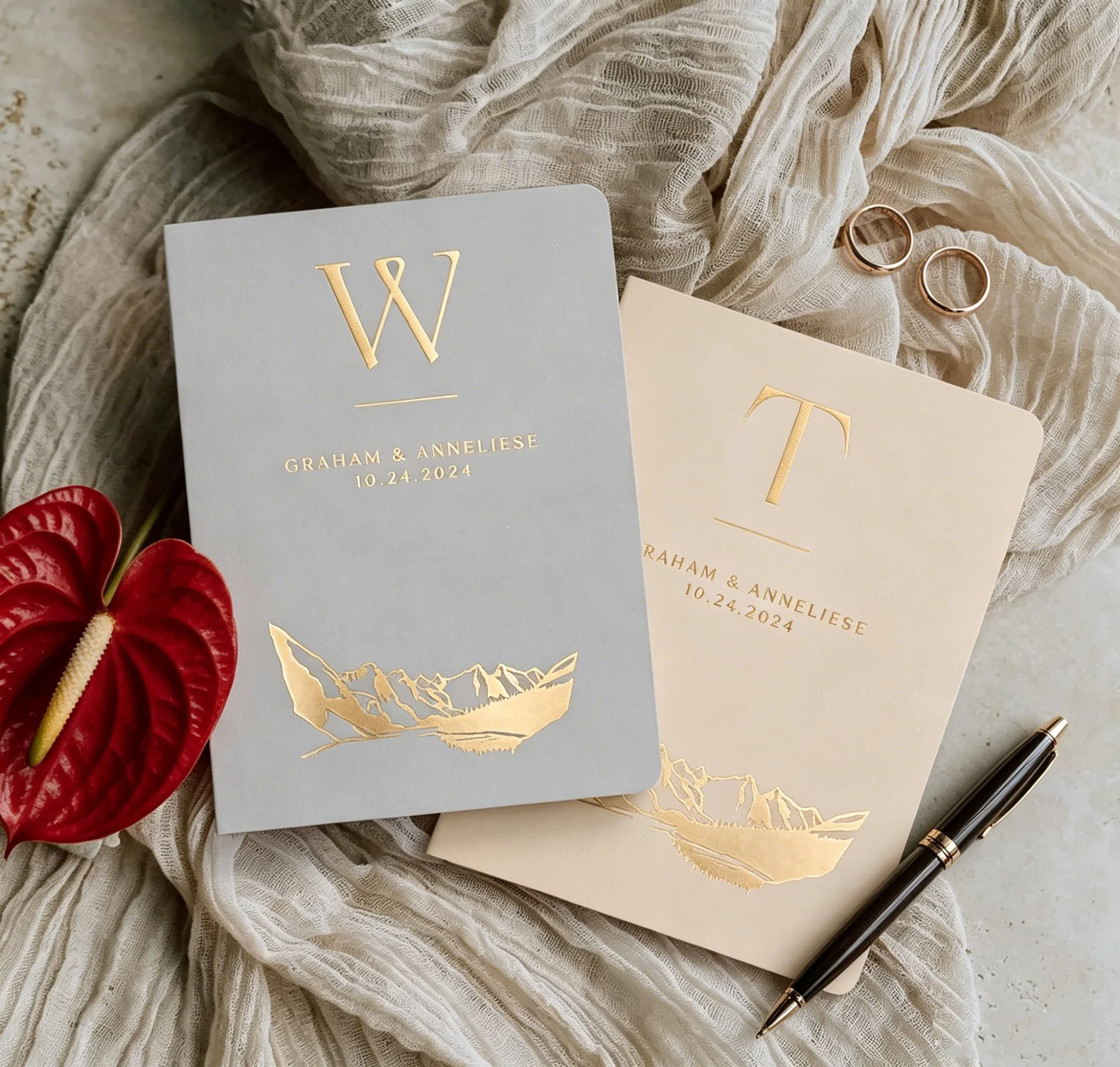 Neutral Boho Wedding Vow Booklets for Him Her with Foil for Vow Renewal
Neutral Boho Wedding Vow Booklets for Him Her with Foil for Vow Renewal
