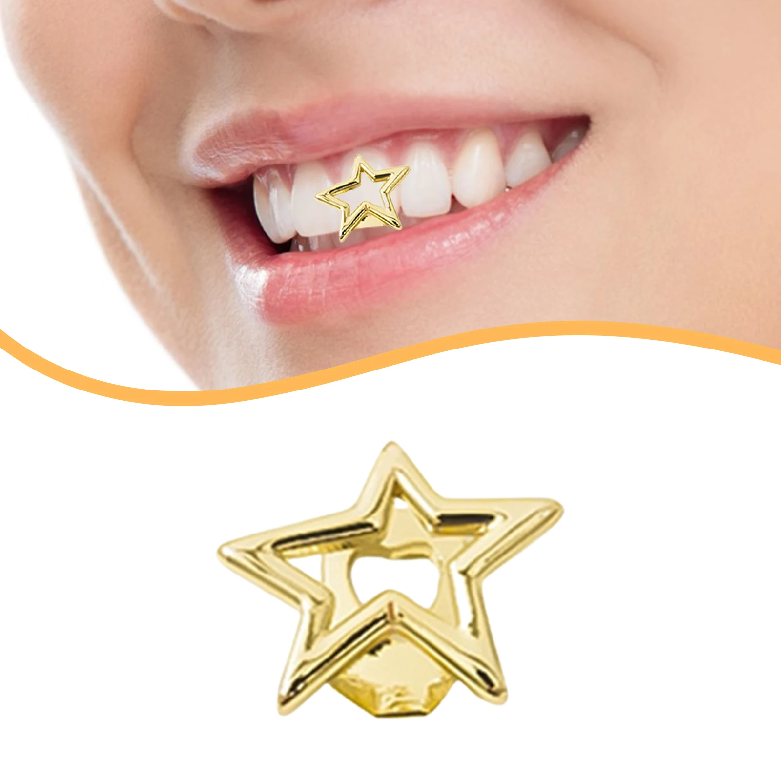 Halloween Irregular Hollow Pentagram Star Teeth Caps Parts Hip Hop DIY Gold Silver Color Tooth Grillz For Women Men Decoration
Halloween Irregular Hollow Pentagram Star Teeth Caps Parts Hip Hop DIY Gold Silver Color Tooth Grillz For Women Men Decoration