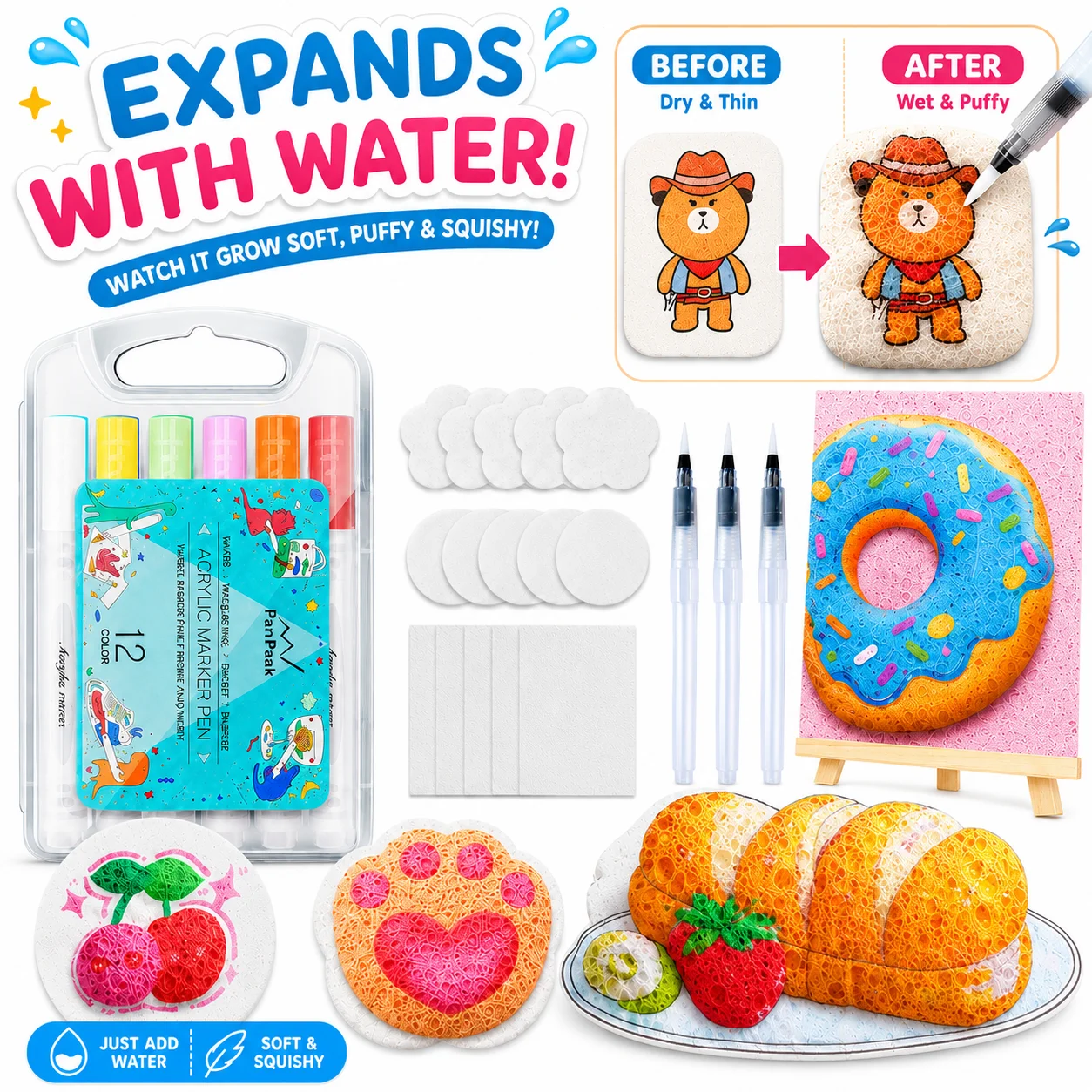Magic Foam Texture Painting Kit for Kids, 3D Puffy Paint Art Set with 15 Textured Foam Sheets, 12 Bright Acrylic Markers and 3 Water Brushes, DIY Drawing Painting Craft Kit, Creative Gift Toy
Magic Foam Texture Painting Kit for Kids, 3D Puffy Paint Art Set with 15 Textured Foam Sheets, 12 Bright Acrylic Markers and 3 Water Brushes, DIY Drawing Painting Craft Kit, Creative Gift Toy