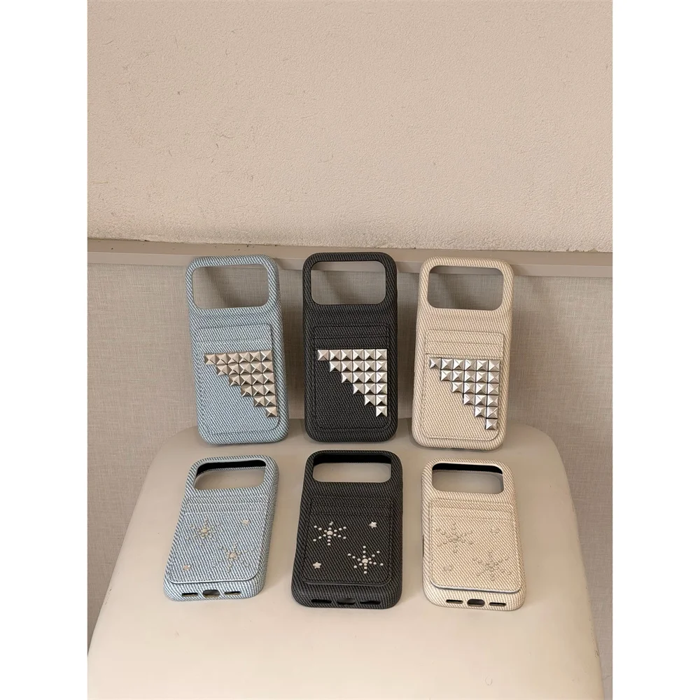 Fashion Leather Denim With Rivets Card Holder Phone Case For iPhone 17 16 Pro Max 15 16 15 Pro 17 Pro Case Cute Shockproof Cover
Fashion Leather Denim With Rivets Card Holder Phone Case For iPhone 17 16 Pro Max 15 16 15 Pro 17 Pro Case Cute Shockproof Cover