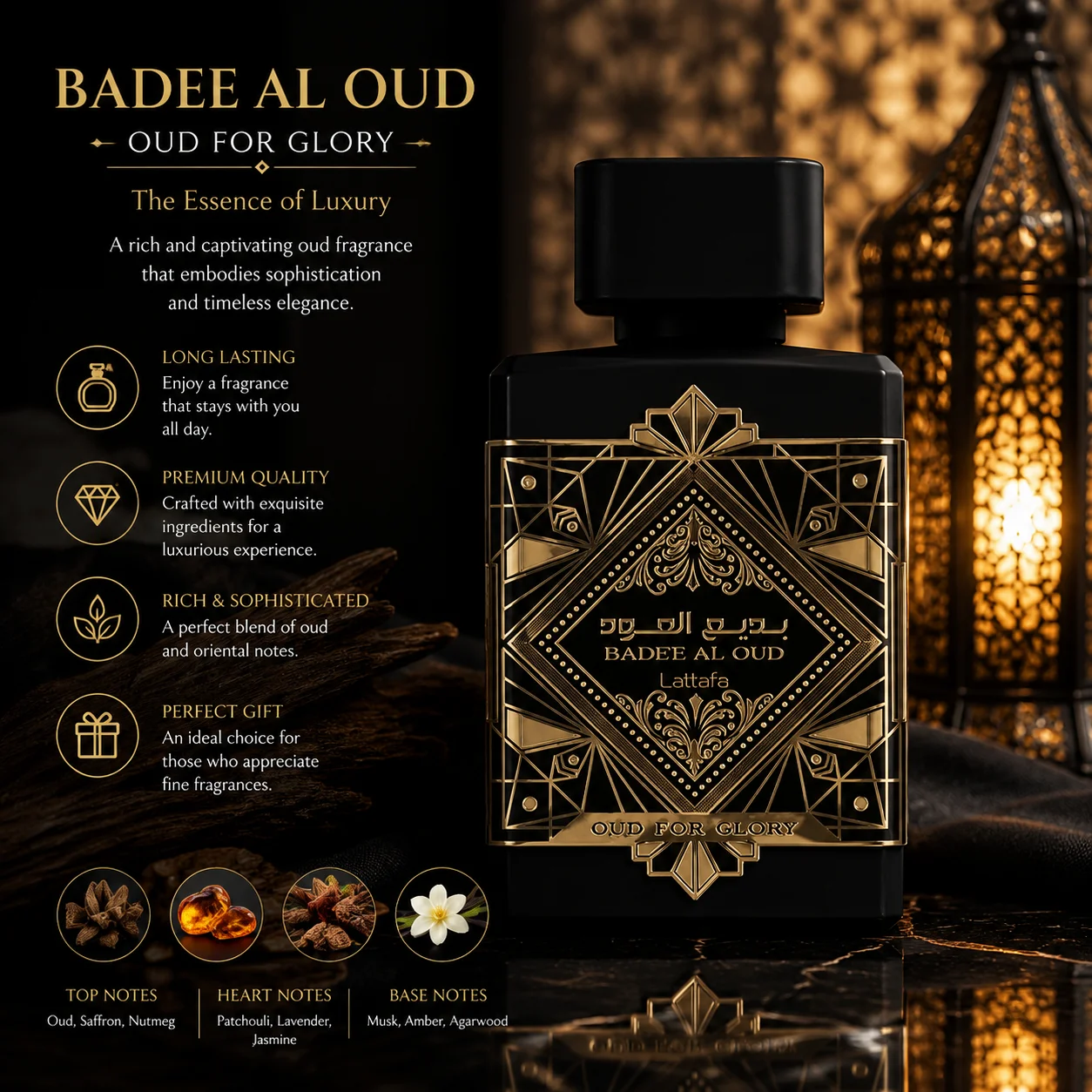 Lattafa Perfumes Bade'e Al Oud, Oud for Glory for Unisex Eau de Parfum Spray, 3.4 Ounce
Lattafa Perfumes Bade'e Al Oud, Oud for Glory for Unisex Eau de Parfum Spray, 3.4 Ounce