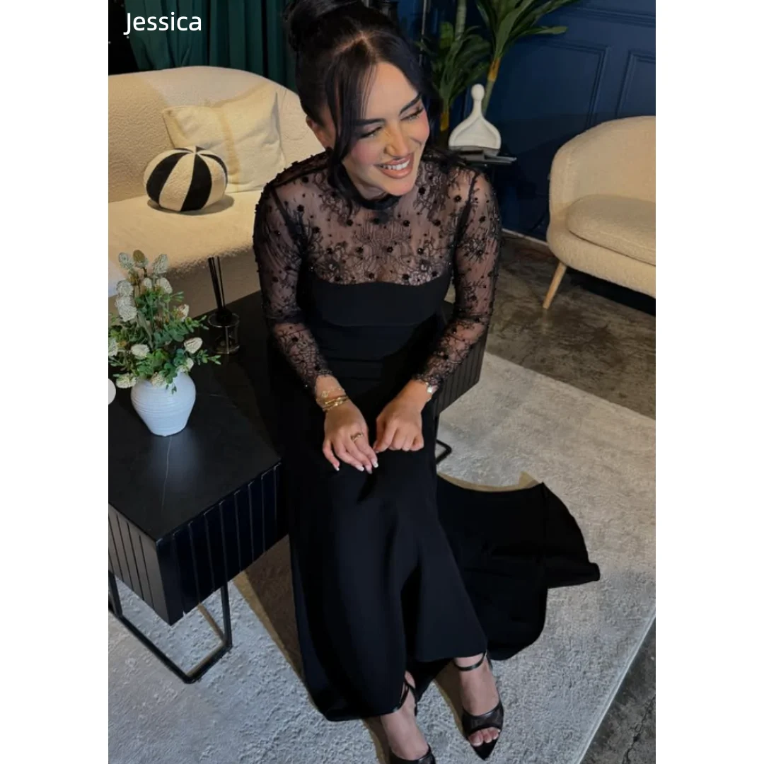 Элегантные вечерние платья Jessica с высоким воротом и прозрачным кружевом, черные облегающие платья для выпускного вечера, приталенные, с длинными рукавами, для торжественных мероприятий и вечеринок
Элегантные вечерние платья Jessica с высоким воротом и прозрачным кружевом, черные облегающие платья для выпускного вечера, приталенные, с длинными рукавами, для торжественных мероприятий и вечеринок