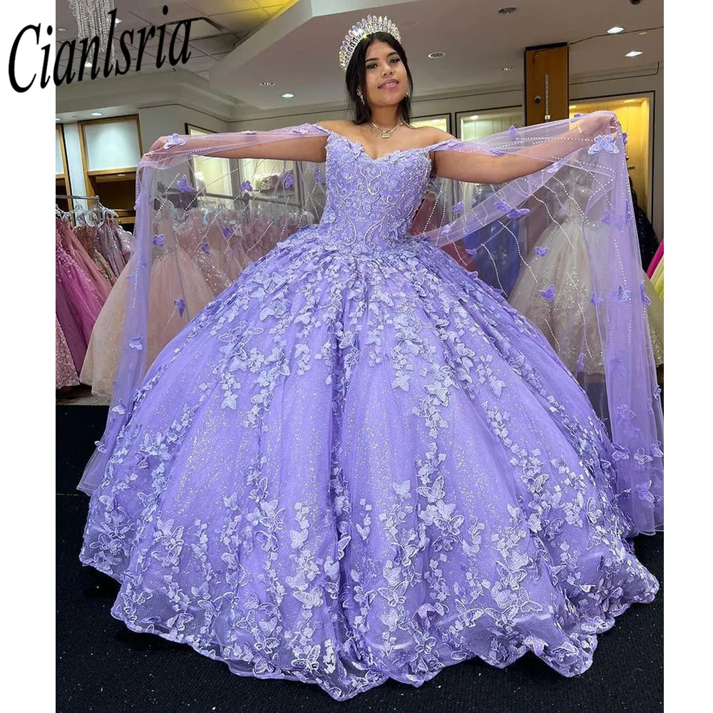 Purple Butterfly Quinceanera Dresses Sweetheart With Capes Sweet 15 16 Girls Princess Dress vestidos de quinceañera 2022
Purple Butterfly Quinceanera Dresses Sweetheart With Capes Sweet 15 16 Girls Princess Dress vestidos de quinceañera 2022