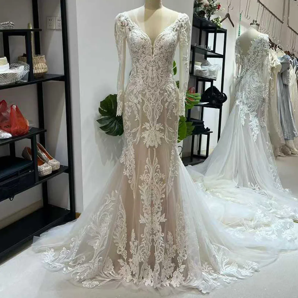 Women's Long Sleeve Lace Wedding Dress 2026 Appliques Mermaid Fit Bridal Gown Customized Vestidos De Novia Boda
Women's Long Sleeve Lace Wedding Dress 2026 Appliques Mermaid Fit Bridal Gown Customized Vestidos De Novia Boda