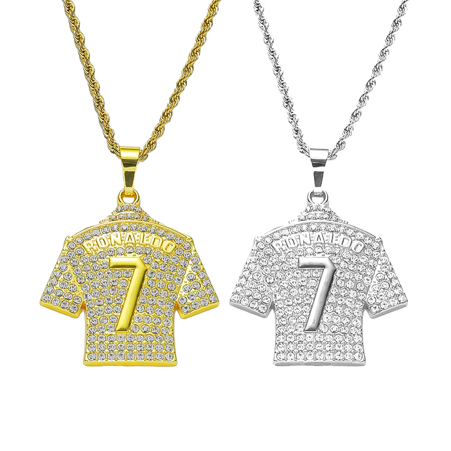 Men's Jewelry Golden Silvery Ronald 7 Jersey Pendant Necklace Street Cool Cuban Chain Couple Collar Chain With 3mm 24 Inch Long
Men's Jewelry Golden Silvery Ronald 7 Jersey Pendant Necklace Street Cool Cuban Chain Couple Collar Chain With 3mm 24 Inch Long