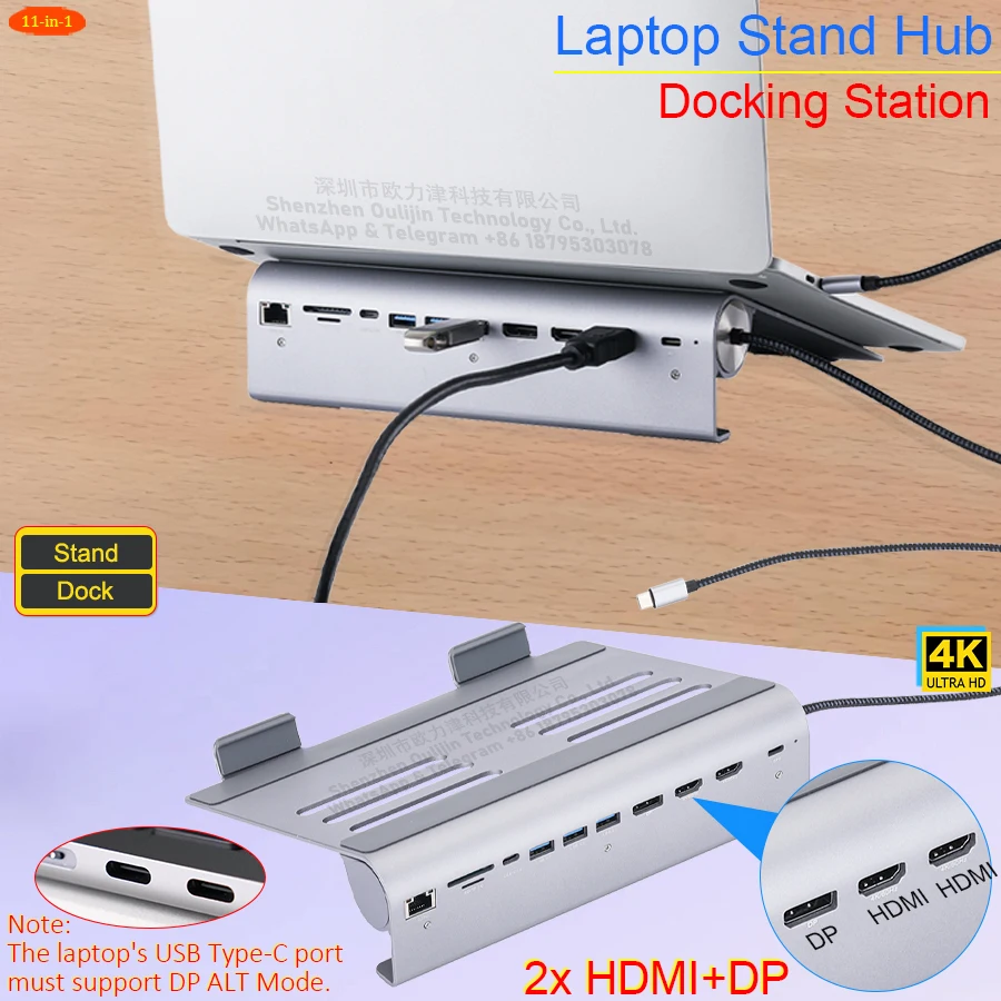 Laptop Stand Docking Station with 4K 2 HDMI and DP Port,11 in 1 Stand Hub with Triple display,Multi USB 3.0,Ethernet,for MacBook
Laptop Stand Docking Station with 4K 2 HDMI and DP Port,11 in 1 Stand Hub with Triple display,Multi USB 3.0,Ethernet,for MacBook