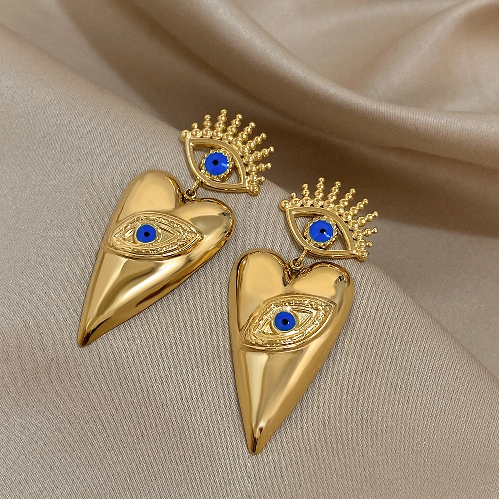 Freetry Vintage Blue Eye Love Heart Pendant Earrings for Women Stainless Steel Anti Allergy Geometric Drop Earring Party Jewelry
Freetry Vintage Blue Eye Love Heart Pendant Earrings for Women Stainless Steel Anti Allergy Geometric Drop Earring Party Jewelry