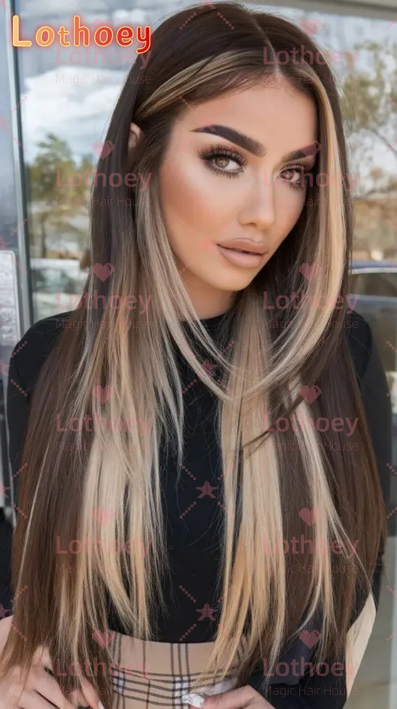 Inter-color medium-separt straight long hair personality human wig natural luster daily party easy to wear silk base wig Cosplay
Inter-color medium-separt straight long hair personality human wig natural luster daily party easy to wear silk base wig Cosplay