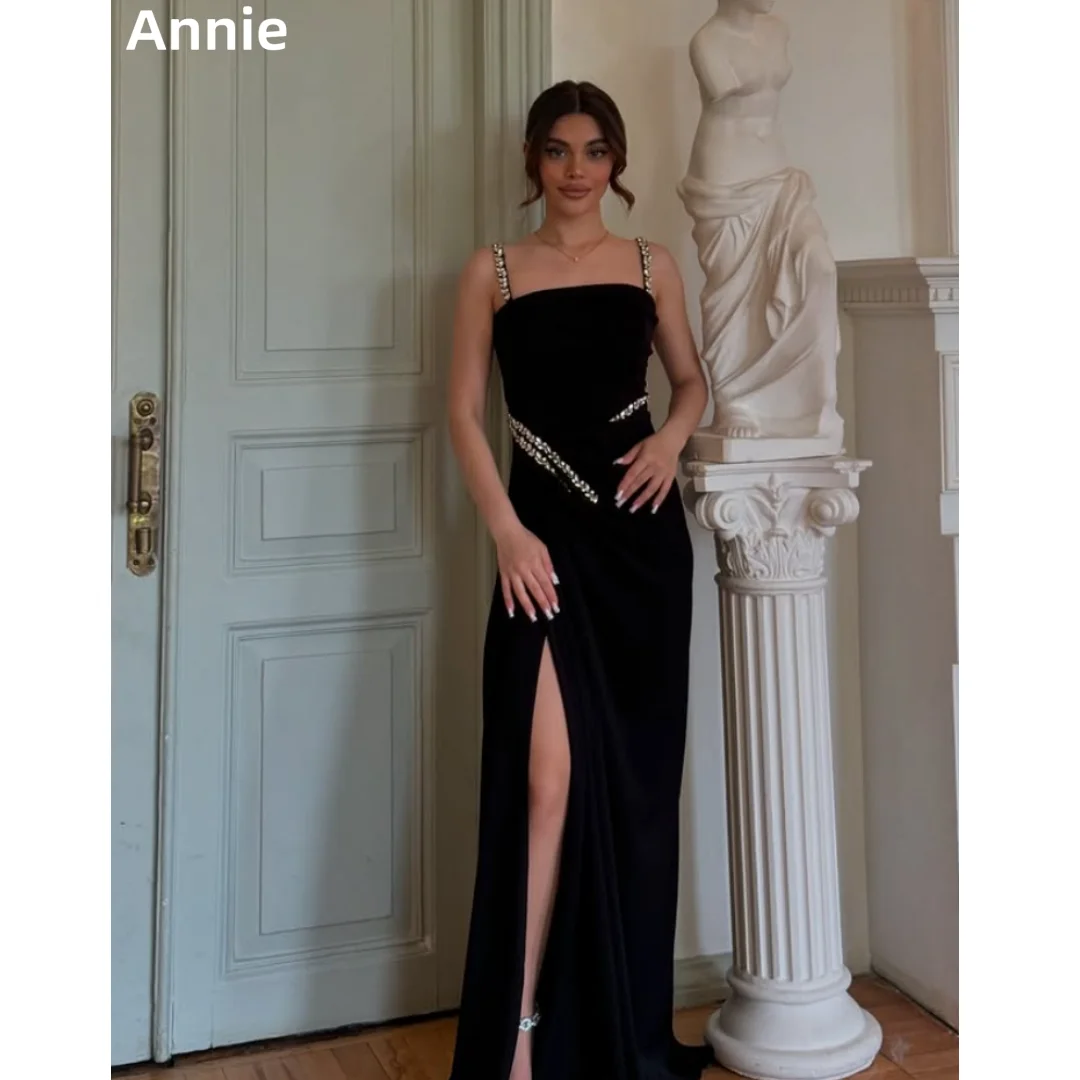 Annie Spaghetti Straps Prom Dresses Glitter Handmade Beads Black Evening Dresses Mermaid Side Slit Evening Dress فساتين سهرة
Annie Spaghetti Straps Prom Dresses Glitter Handmade Beads Black Evening Dresses Mermaid Side Slit Evening Dress فساتين سهرة