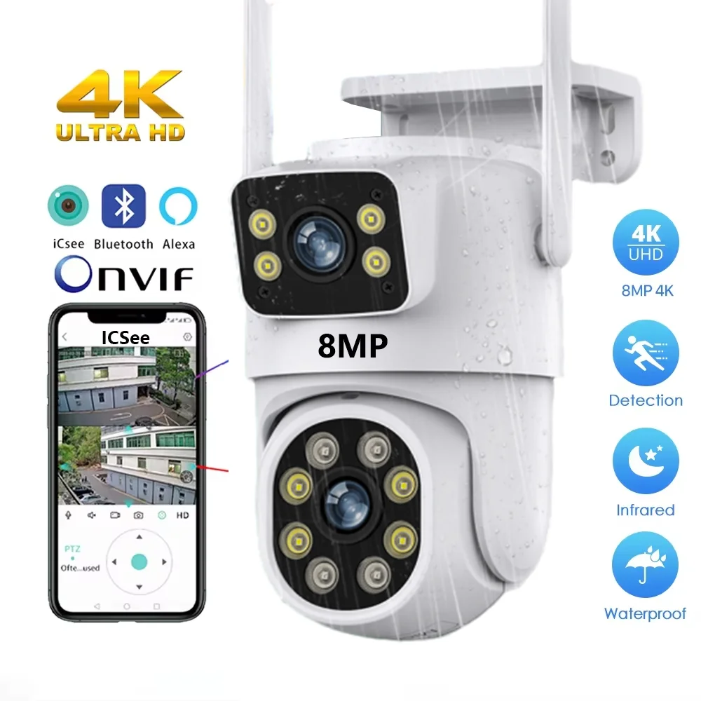 4K PTZ IP Camera Outdoor Waterproof Dual Lens 2.4G WiFi Security Camera Auto Tracking Video Surveillance Camera Baby Monitor
4K PTZ IP Camera Outdoor Waterproof Dual Lens 2.4G WiFi Security Camera Auto Tracking Video Surveillance Camera Baby Monitor