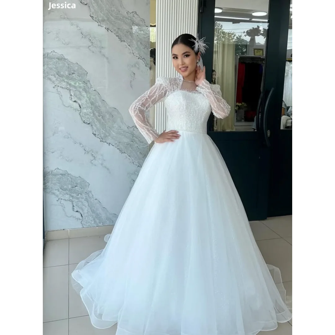 Jessica Lace Sequined Long Sleeves Evening Dresses Tulle White Prom Dresses Elegant Ladies فساتين سهرةCustomized
Jessica Lace Sequined Long Sleeves Evening Dresses Tulle White Prom Dresses Elegant Ladies فساتين سهرةCustomized