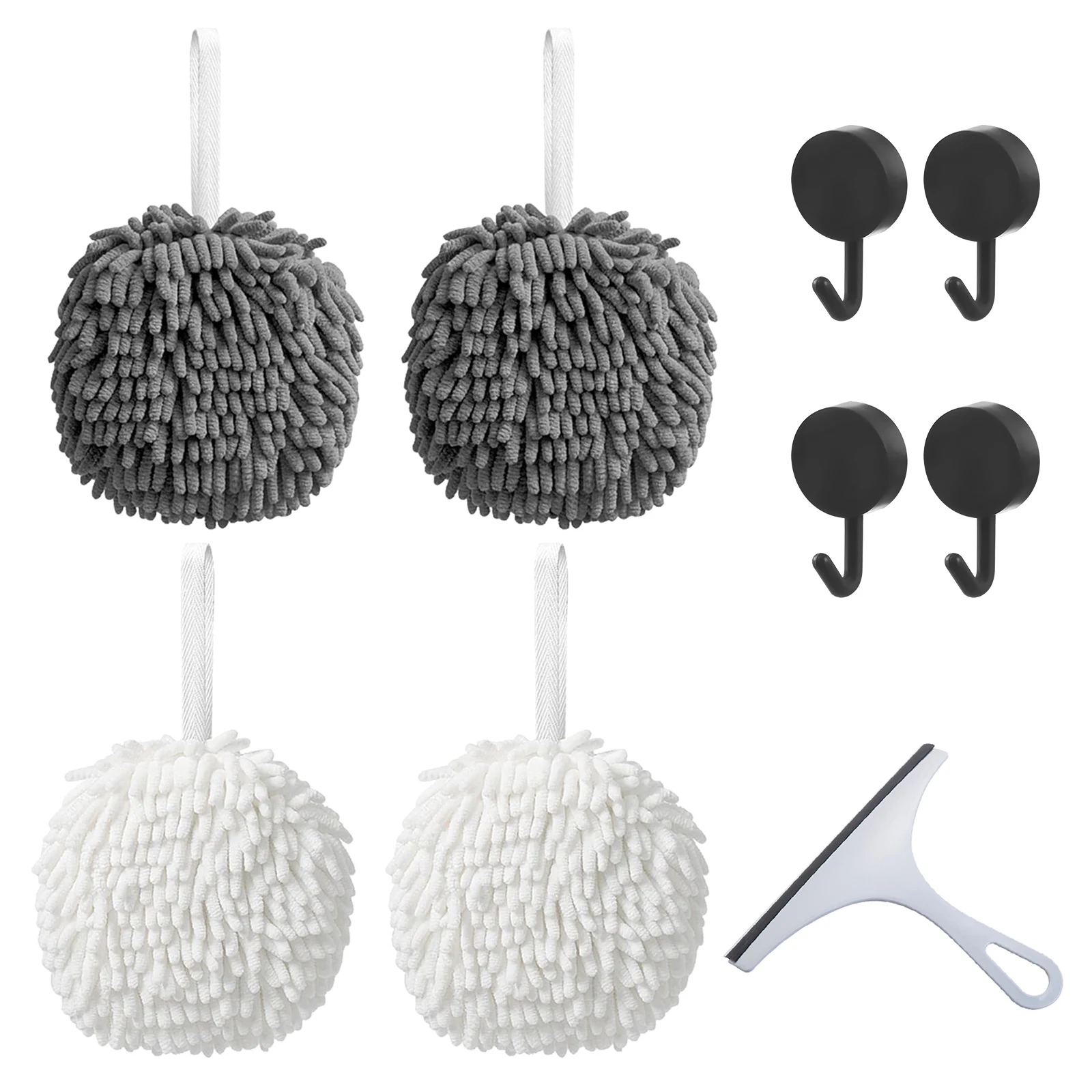 Fuzzy Ball Hand Towels, Quick-Dry Chenille Bathroom Hand Towels with Hanging Loops for Kitchen, Bath & Glass Scrapin
Fuzzy Ball Hand Towels, Quick-Dry Chenille Bathroom Hand Towels with Hanging Loops for Kitchen, Bath & Glass Scrapin