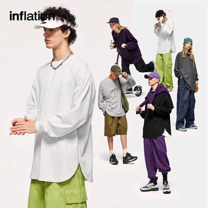 INFLATION Basic Curved Hem Tee Shirts Men 2023 New Fashion 305gsm Oversized Long Sleeve T Shirts Unisex Tops
INFLATION Basic Curved Hem Tee Shirts Men 2023 New Fashion 305gsm Oversized Long Sleeve T Shirts Unisex Tops