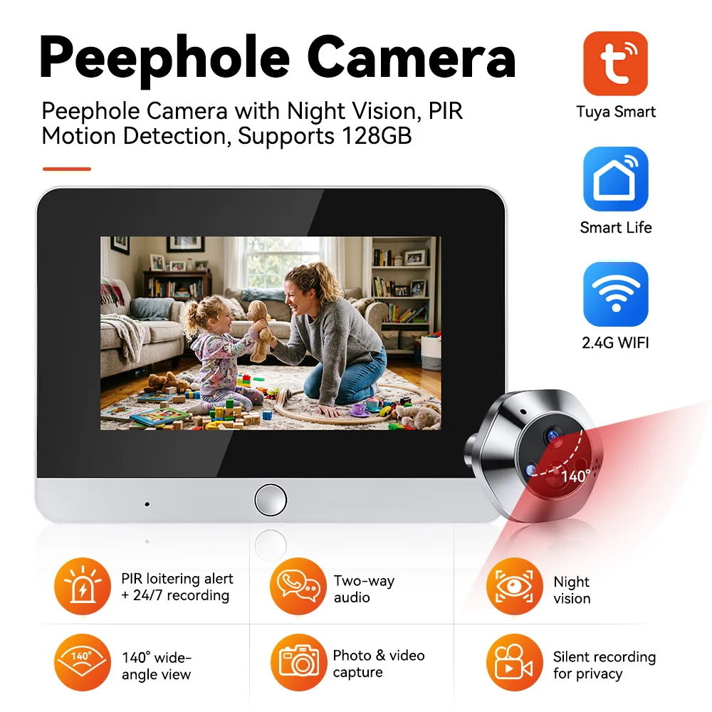 New 1080P HD Smart Tuya WiFi Peephole Doorbell 5 Inch Screen PIR Motion Night Vision Door Camera Two-Way Talk 10000mAh Battery
New 1080P HD Smart Tuya WiFi Peephole Doorbell 5 Inch Screen PIR Motion Night Vision Door Camera Two-Way Talk 10000mAh Battery