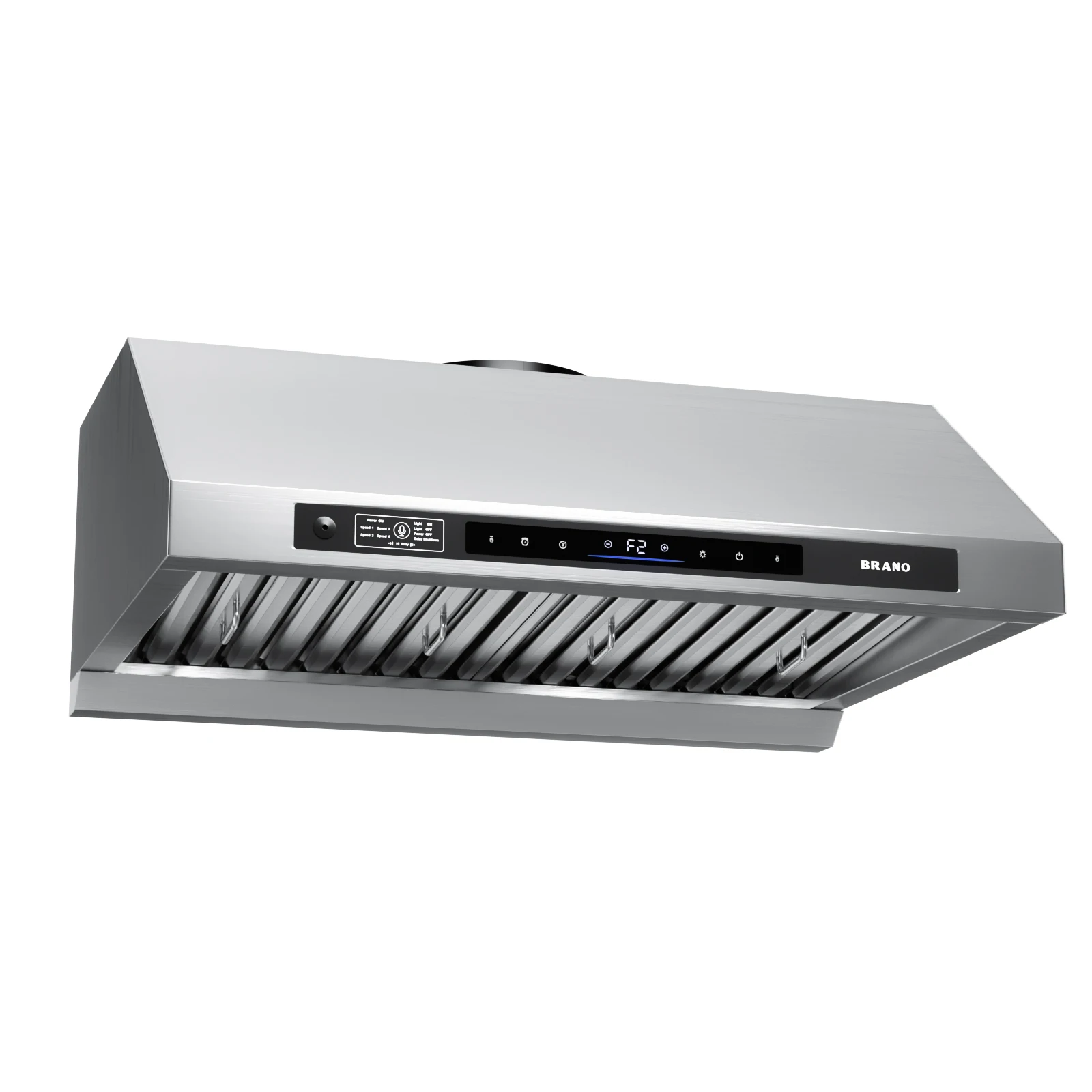 BRANO | DC Motor Series 30-Inch Under-Cabinet Range Hood Silver | 120V,1200CFM Brushless 6-Speed, Voice & Gesture Control, LED Lighting, Baffle Filters
BRANO | DC Motor Series 30-Inch Under-Cabinet Range Hood Silver | 120V,1200CFM Brushless 6-Speed, Voice & Gesture Control, LED Lighting, Baffle Filters