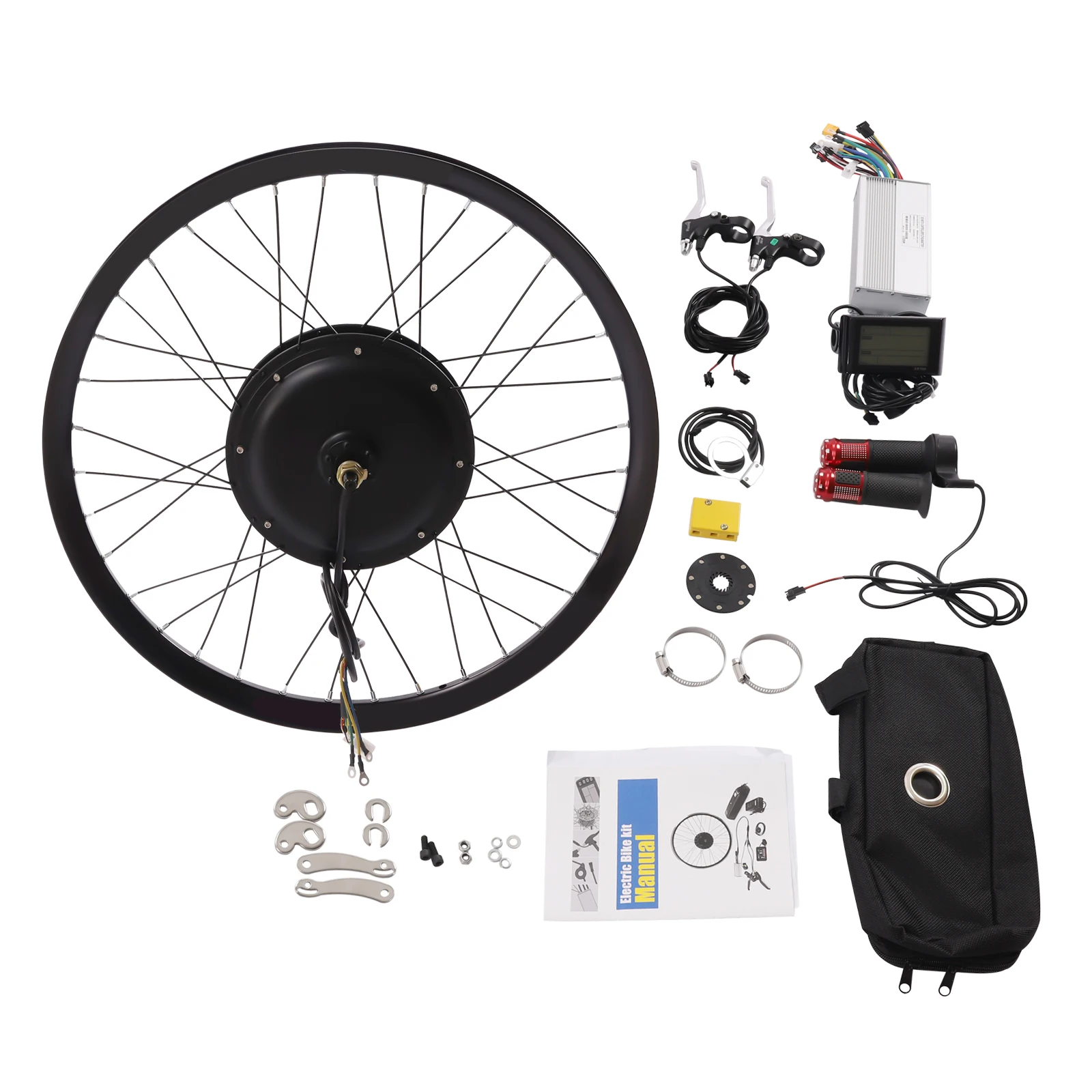27.5 Inch Rear Wheel Conversion Kit with LCD Display Brushless Gearless Motor Aluminum Rim Handlebar Controller Complete Set