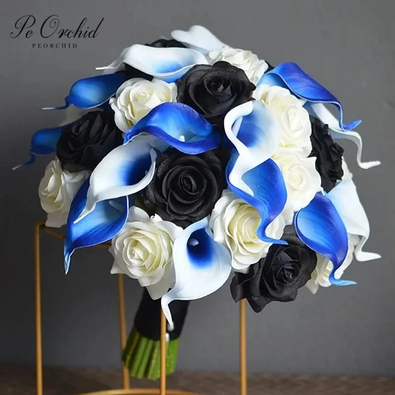 PEORCHID Элегантный королевский синий и черный свадебный букет Искусственные розы Каллы Лилии Цветочные букеты подружек невесты Готический букет
PEORCHID Элегантный королевский синий и черный свадебный букет Искусственные розы Каллы Лилии Цветочные букеты подружек невесты Готический букет