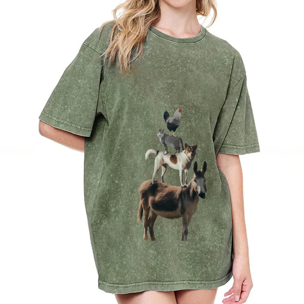 Summer Beige Casual Tee Fun Animal Stack Graphic Trendy Loose Short - Sleeved Round - Neck Top Comfortable Streetwear Clothing
Summer Beige Casual Tee Fun Animal Stack Graphic Trendy Loose Short - Sleeved Round - Neck Top Comfortable Streetwear Clothing