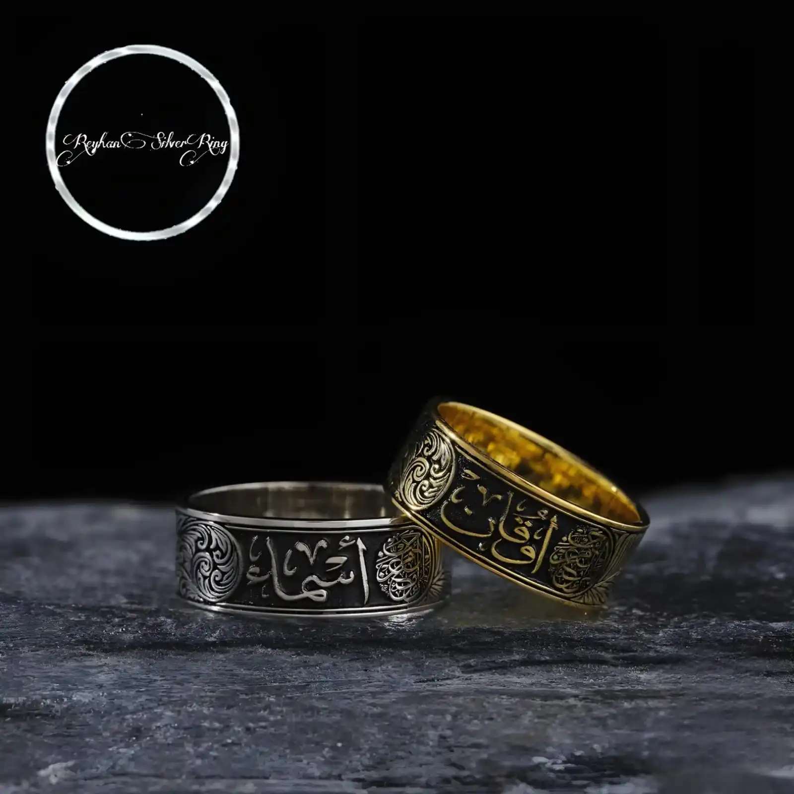 Arabic Calligraphy Sterling Silver Wedding Ring, Custom Engravings With Spouse Names, Personalized Gift, Handmade Jewelry
Arabic Calligraphy Sterling Silver Wedding Ring, Custom Engravings With Spouse Names, Personalized Gift, Handmade Jewelry