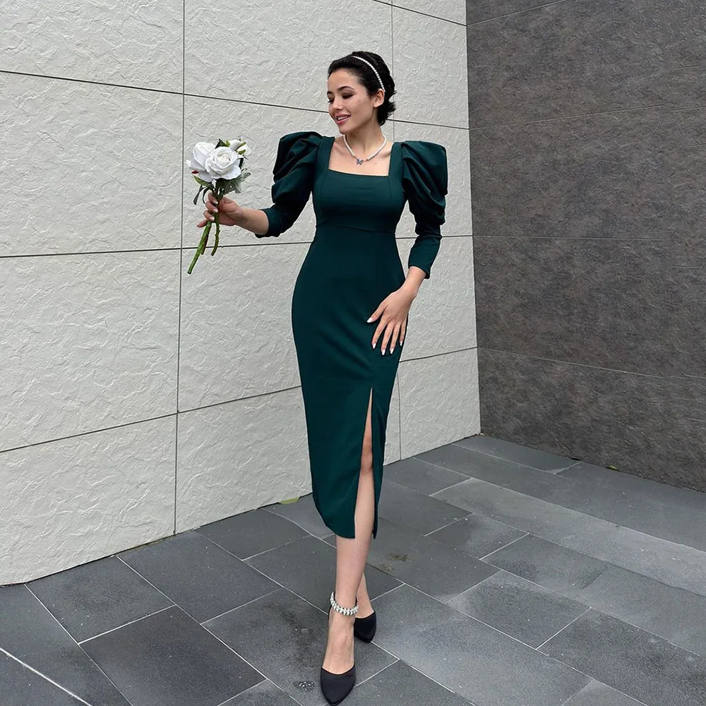 Msikoods Dark Green Mermaid Evening Dresses Square Neck Formal Prom Dresses Tea Length Slit Prom Gowns For Women Party Dress
Msikoods Dark Green Mermaid Evening Dresses Square Neck Formal Prom Dresses Tea Length Slit Prom Gowns For Women Party Dress