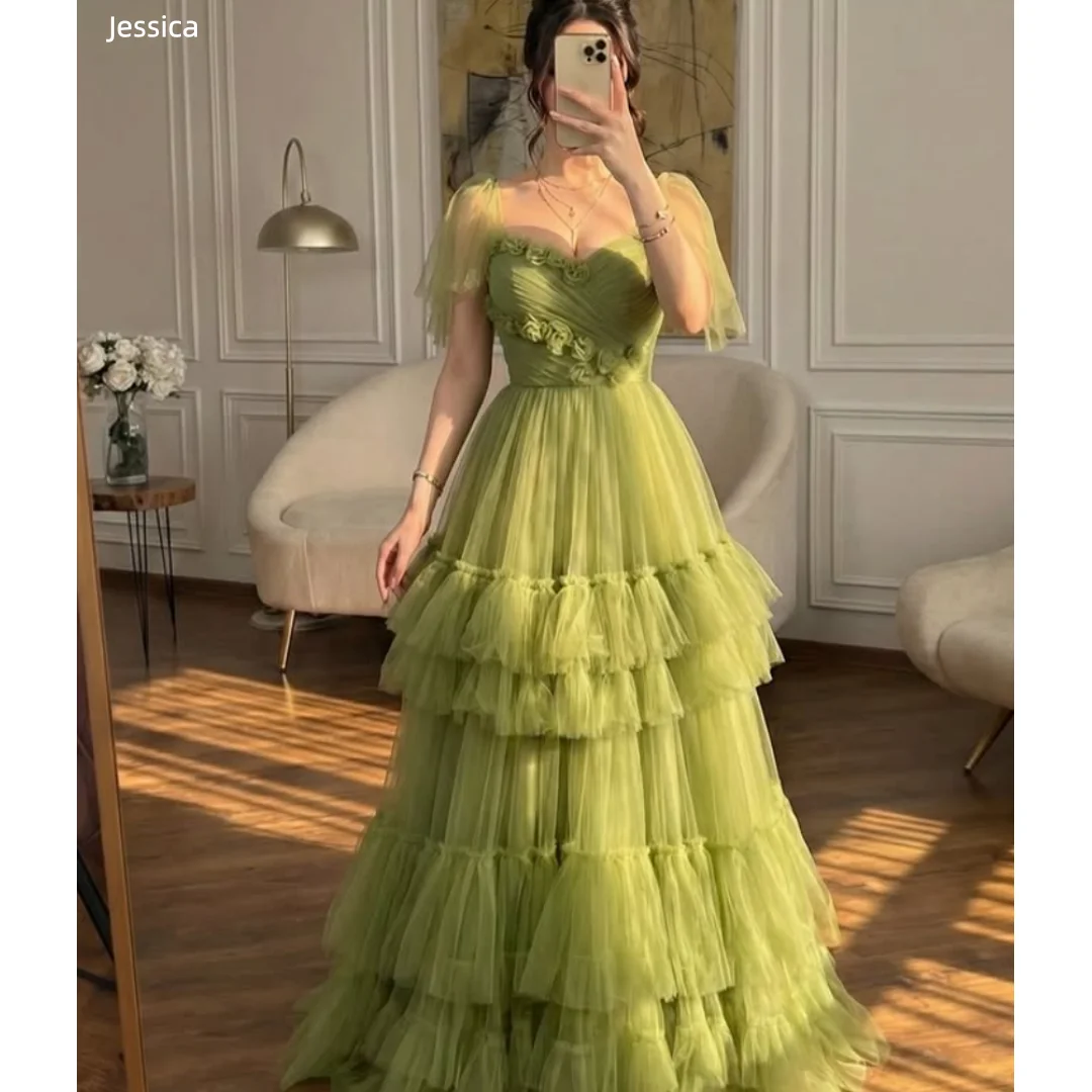 Jessica Formal Occasions Evening Dresses Green Handmade Layered Tulle Prom Dresses A-line Princess Dress Party Dresses
Jessica Formal Occasions Evening Dresses Green Handmade Layered Tulle Prom Dresses A-line Princess Dress Party Dresses