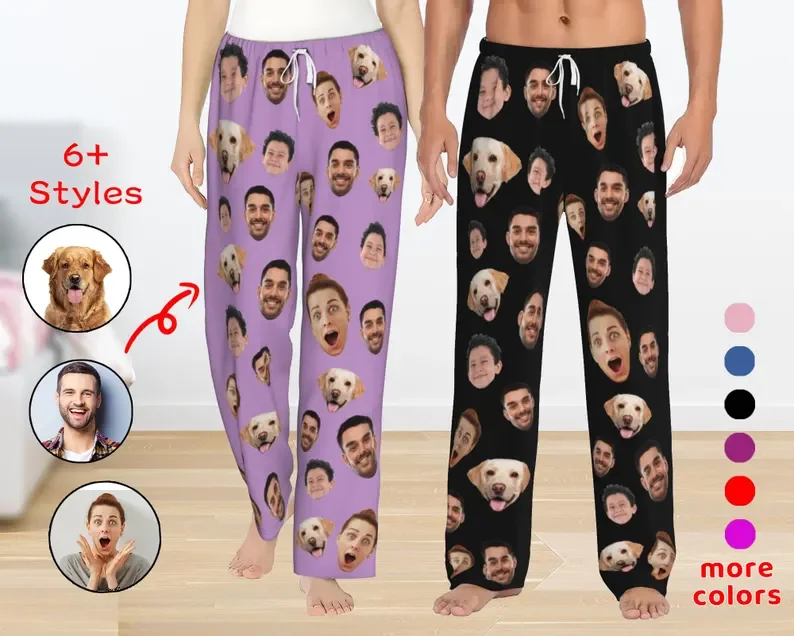Custom Face Pajama Pants - Personalized Dog & Cat Print Leggings - Unique Christmas/Anniversary Photo Gift for Pet Lovers
Custom Face Pajama Pants - Personalized Dog & Cat Print Leggings - Unique Christmas/Anniversary Photo Gift for Pet Lovers