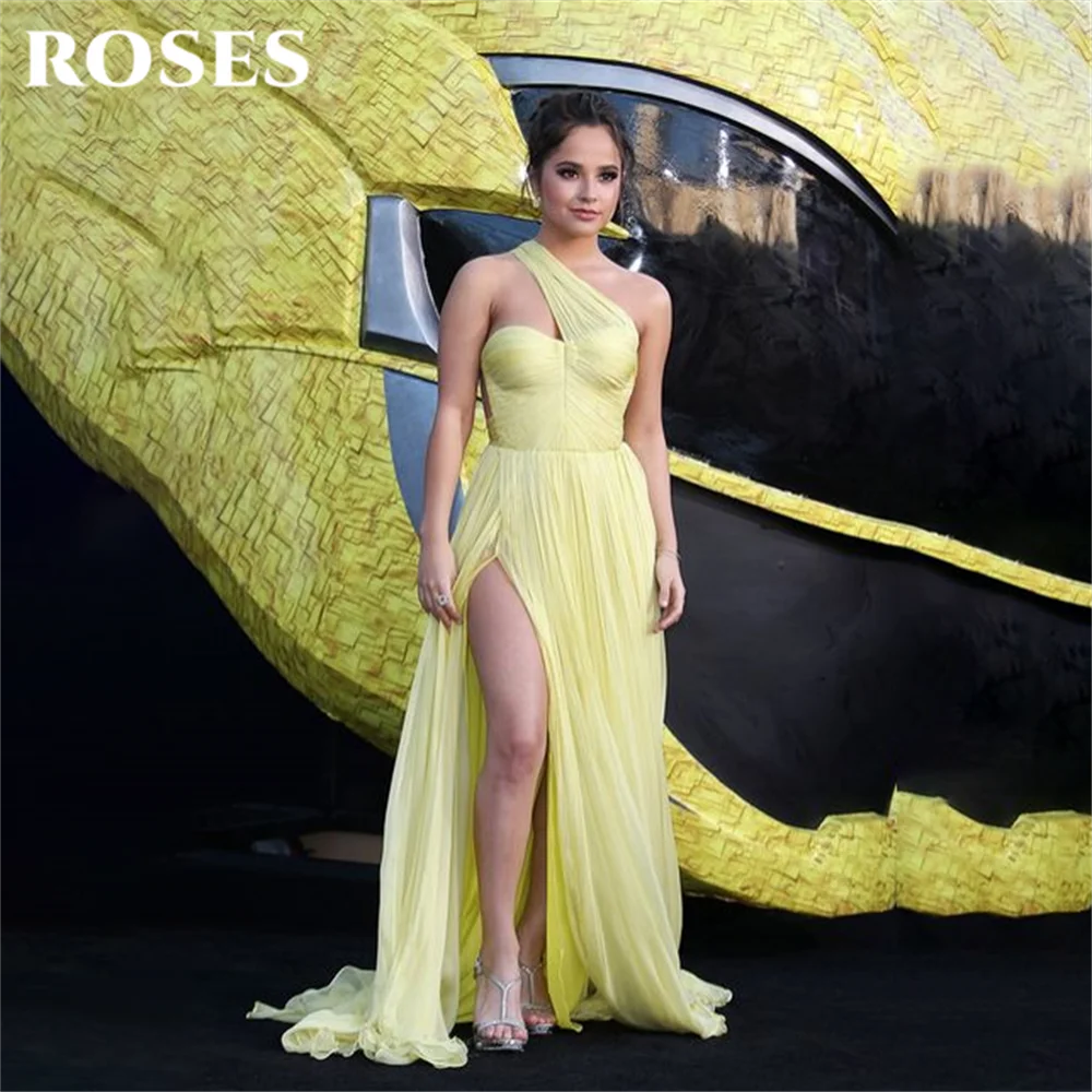 ROSES One Shoulder Chiffion Evening Gown Yellow Elegant Prom Dress Beach Wedding Evening Dress with Sise Split robes de soirée
ROSES One Shoulder Chiffion Evening Gown Yellow Elegant Prom Dress Beach Wedding Evening Dress with Sise Split robes de soirée