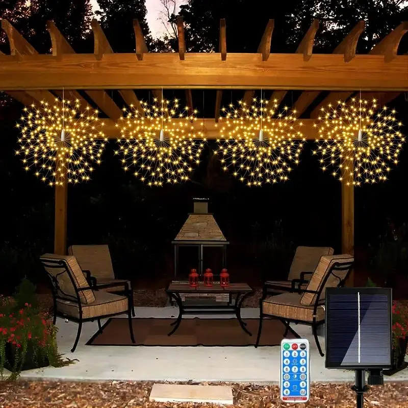 Solar LED Firework Lights 4-Pack - Starburst 360LEDs, Waterproof Outdoor Decoration with Remote, 8 Lighting Modes
Solar LED Firework Lights 4-Pack - Starburst 360LEDs, Waterproof Outdoor Decoration with Remote, 8 Lighting Modes