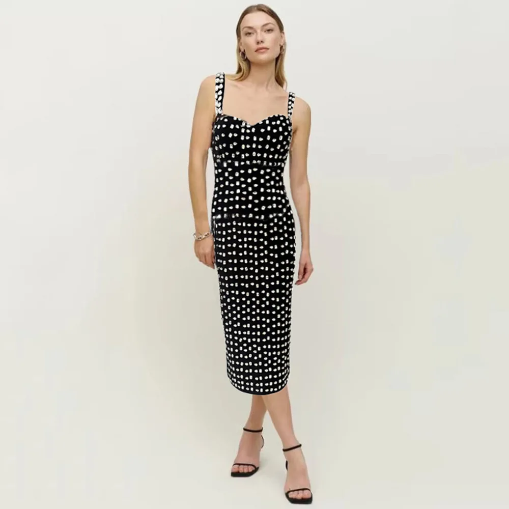 Heavy Embellished Studded Luxury Women's Sexy Spaghetti Straps Slim Bandage Dress Elegant Party Gown
Heavy Embellished Studded Luxury Women's Sexy Spaghetti Straps Slim Bandage Dress Elegant Party Gown