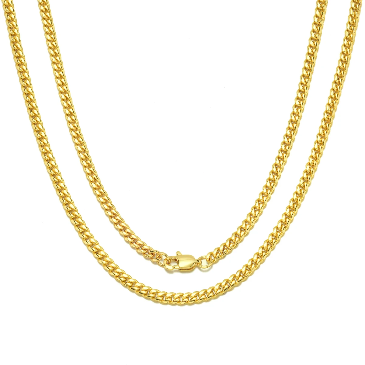 4mm Gold Plated Stainless Steel Cuban Link Chain Necklace Bracelet for Men 7.5-30 Inch Adjustable Hip Hop Jewelry Gift
4mm Gold Plated Stainless Steel Cuban Link Chain Necklace Bracelet for Men 7.5-30 Inch Adjustable Hip Hop Jewelry Gift