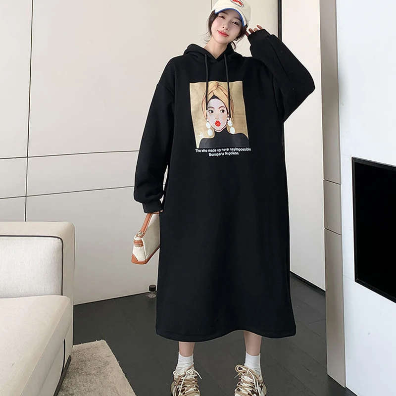 Dresses Women Streetwear V Neck Cute Girl Printed Long Sweatshirt Hoodies Loose Casual Vestidos Robes Lady Autumn Winter Dress
Dresses Women Streetwear V Neck Cute Girl Printed Long Sweatshirt Hoodies Loose Casual Vestidos Robes Lady Autumn Winter Dress