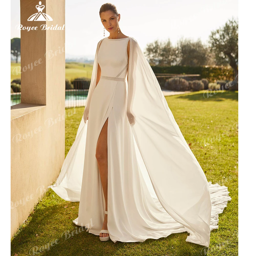 Roycebridal Satin Bateau Wedding Dress Split Side 2026 Sleeveless Bridal Gown A line Detachable Cloak Wedding Gown Customized
Roycebridal Satin Bateau Wedding Dress Split Side 2026 Sleeveless Bridal Gown A line Detachable Cloak Wedding Gown Customized