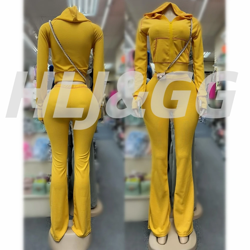 HLJ&GG Spring New Waffle Flare Pants Two Piece Sets Women Zip Hooded Long Sleeve Top + Pants Outfits Casual Sporty 2pcs Clothing
HLJ&GG Spring New Waffle Flare Pants Two Piece Sets Women Zip Hooded Long Sleeve Top + Pants Outfits Casual Sporty 2pcs Clothing