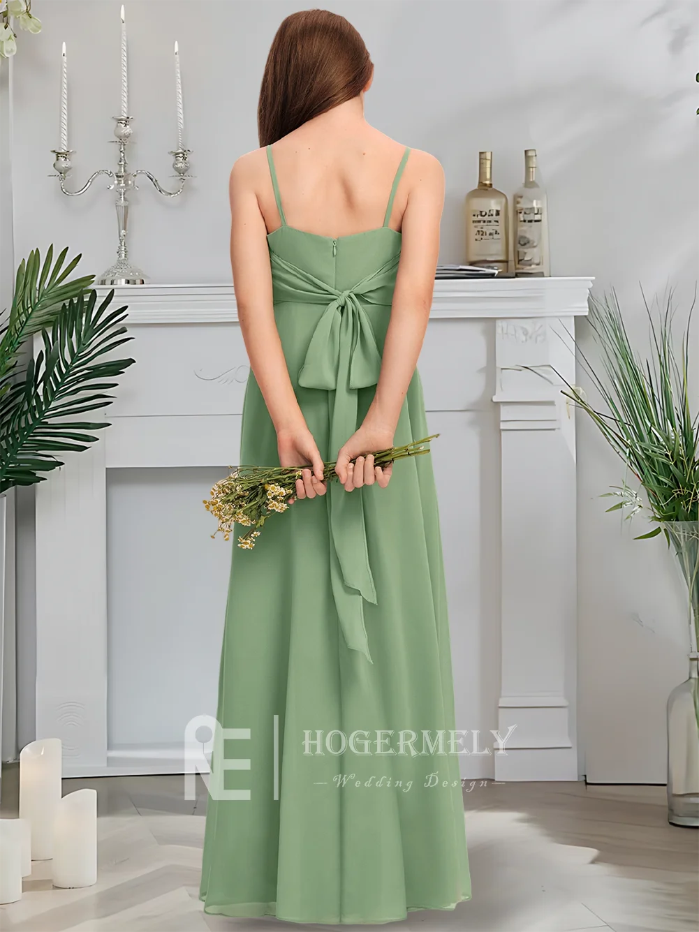 B Kids Child Square Neck Junior Bridesmaid Dress Sage Green Flower Girl Dress Floor-Length Chiffon With Bow For Communion
B Kids Child Square Neck Junior Bridesmaid Dress Sage Green Flower Girl Dress Floor-Length Chiffon With Bow For Communion