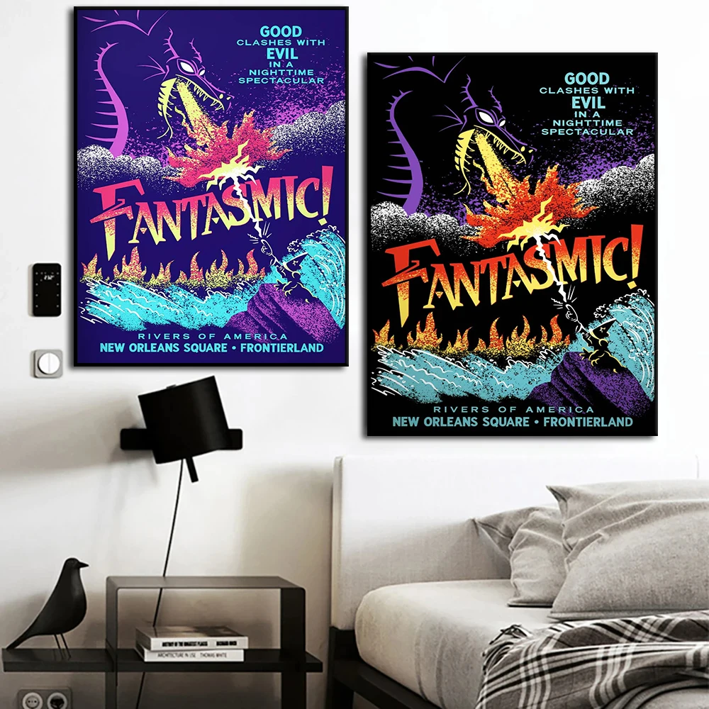 Fantasmic Disneyland Show Poster, Canvas Painting, Print, Good Evil Clashes Picture, Kids Room, Playroom, Home Wall Art Decor
Fantasmic Disneyland Show Poster, Canvas Painting, Print, Good Evil Clashes Picture, Kids Room, Playroom, Home Wall Art Decor