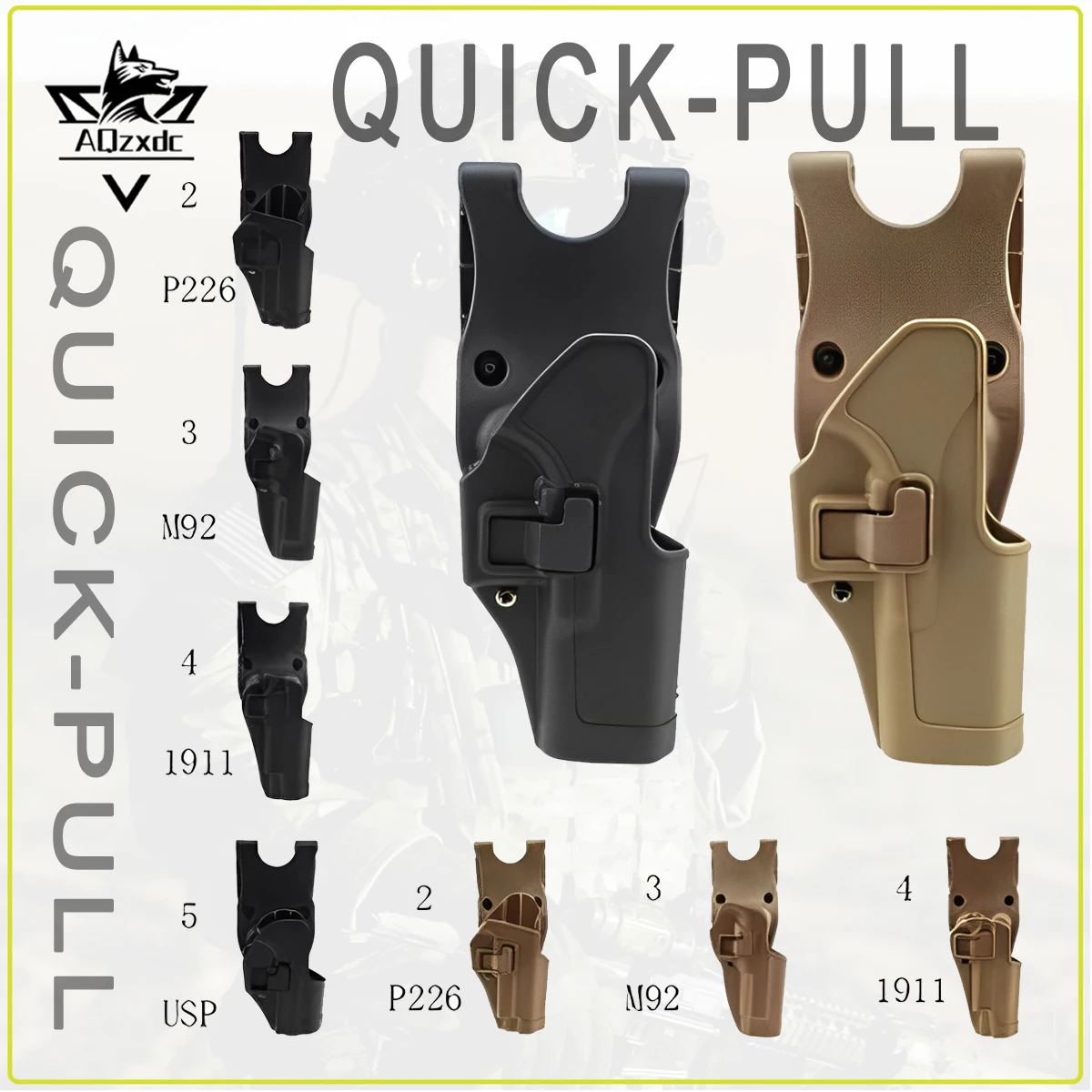 Tactical Quick-Draw Holster 1911 M92 G17 P226 USP Waist Cover Airsoft Quick Draw Handgun Holster for CS Field Hunting Shooting
Tactical Quick-Draw Holster 1911 M92 G17 P226 USP Waist Cover Airsoft Quick Draw Handgun Holster for CS Field Hunting Shooting
