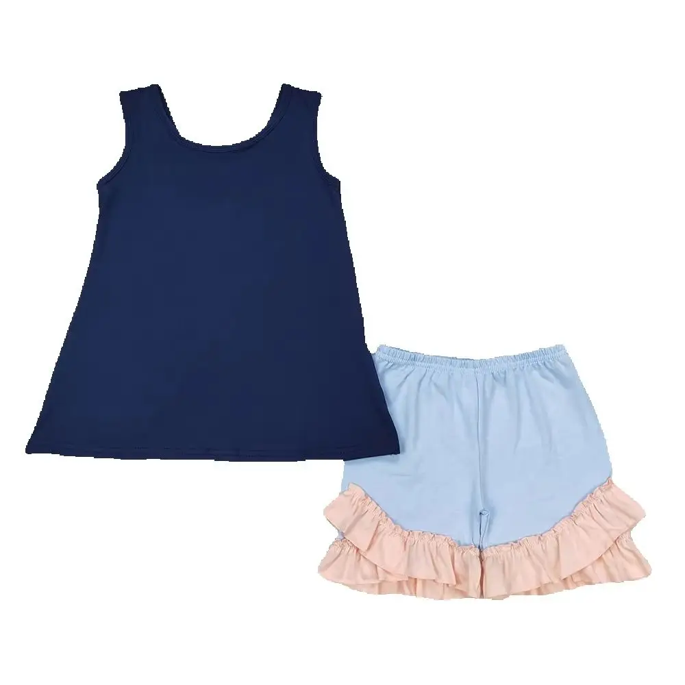 GSSO2272 Baby Girls Summer Outfits Pink bow sleeveless navy tunic shorts girls outfits
GSSO2272 Baby Girls Summer Outfits Pink bow sleeveless navy tunic shorts girls outfits