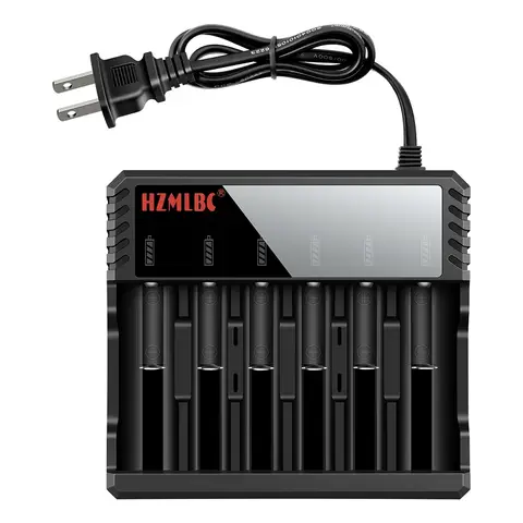 Le chargeur de batterie intelligent au Lithium Li-ion à 6 baies peut charger pour différents types de Batteries 10440 14500 16650 14650 18350 18500 16340