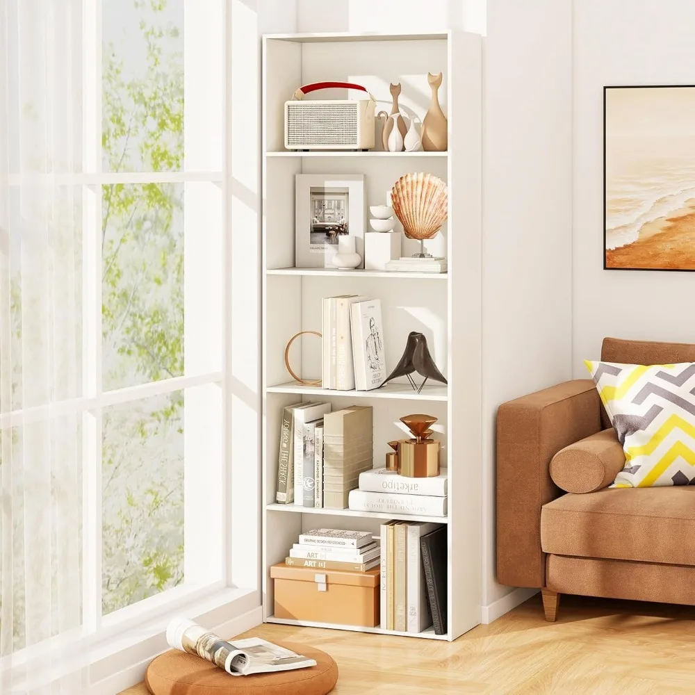 5-Tier Tall Bookcase, Floor Standing Bookshelf with Thick Boards & Anti-Tipping Device, Wooden Open Storage Shelf
5-Tier Tall Bookcase, Floor Standing Bookshelf with Thick Boards & Anti-Tipping Device, Wooden Open Storage Shelf
