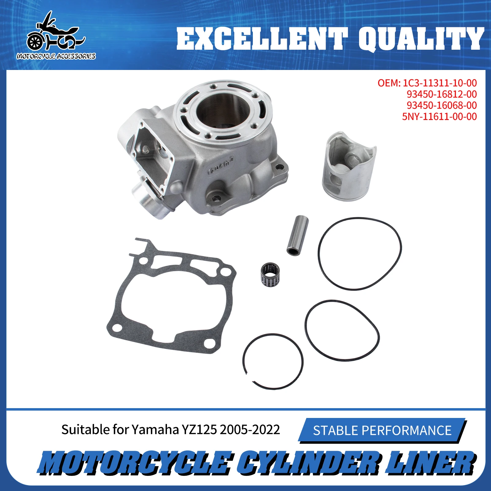 SJ Motocycle Accessories 54mm Cylinder Piston Gasket Set For Yamaha YZ125 YZ 125 2005-2022 1C3-11351-00-00 1C3-11992-00-00
SJ Motocycle Accessories 54mm Cylinder Piston Gasket Set For Yamaha YZ125 YZ 125 2005-2022 1C3-11351-00-00 1C3-11992-00-00